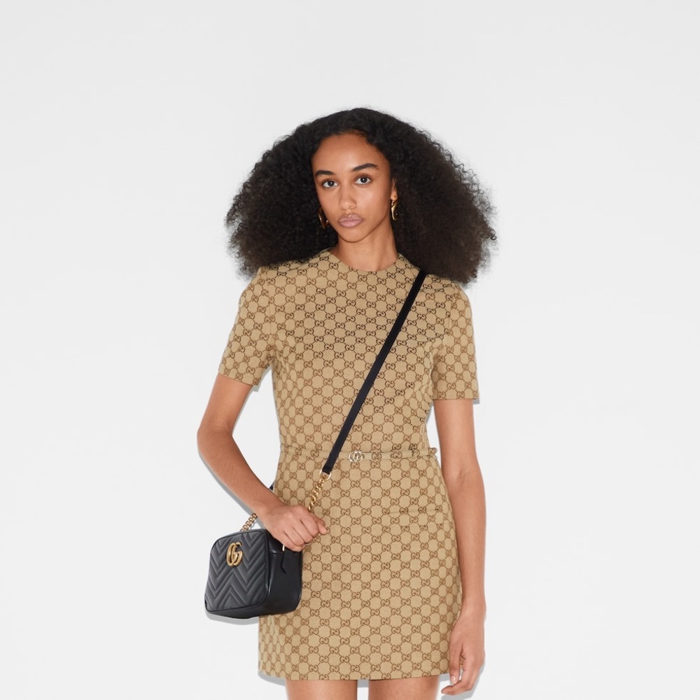 Gucci GG Marmont Small Shoulder Bag Black Leather with original box